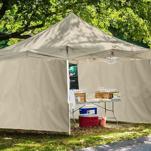 Joramoy Canopy Tent Sidewalls for 10×10 Pop Up Canopy, 3 Pack Instant Sunwall, Waterproof and UV Protection Shade Wall, Straight Leg Sidewalls 3 PCS Only (Khaki) - color: Khaki, size: 10×10