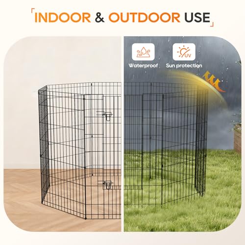 NChanmar Pet Dog Palypen Foldable Portable Metal Dog Fence Pet Exercise Pen Outdoor & Indoor Puppy Palypen Kennel 42 Inch Height 8 Panels w/Door for Camping Yard Lawn and BBQ, Black - size: 42 In