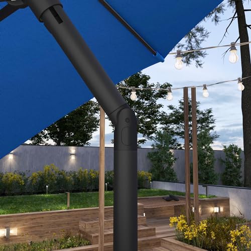 Sunline 7.5 ft Patio Umbrella with Crank & Push Button Tilt, Outdoor Market Umbrella with UV Protection & Wind Vent, Metal Frame for Deck, Pool & Table, Pacific Blue - color: Pacific Blue, size: 7.5 foot