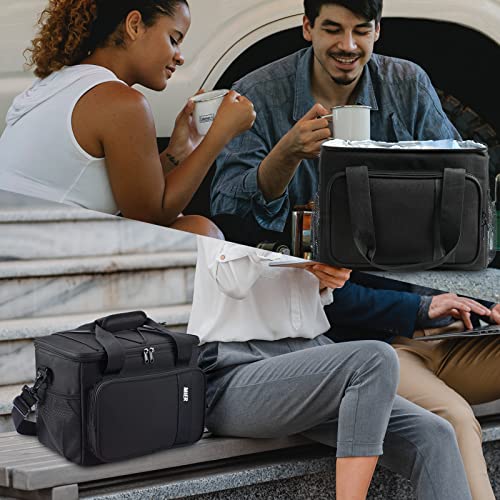 MIER Mens Lunchbox for Work Insulated 24 Cans/15L Large Lunch Bags Leakproof Adult Women Lunch Box Coolers for Travel Beach Picnic Office, Black - color: Black