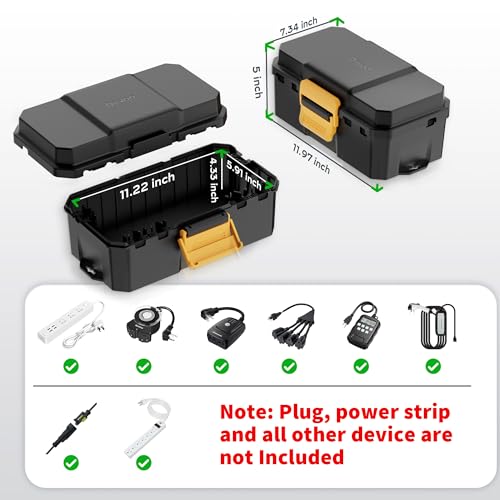 Waterproof Electrical Box, Diivoo Outdoor Extension Cord Covers Waterproof, Large Size 6 Cable Seal Entry, Outdoor Plug Cover, Outdoor Extension Cord Box, Black - size: Large