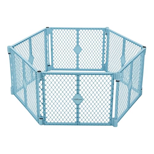 Toddleroo by North States - Superyard Baby Play Yard: Freestanding 6 Panel Baby Playpen - Indoor or Outdoor Use - Made in USA - Encloses Up to 18.5 Square Feet - 26 Inches Tall - Aqua - color: Aqua, size: 26 Inch