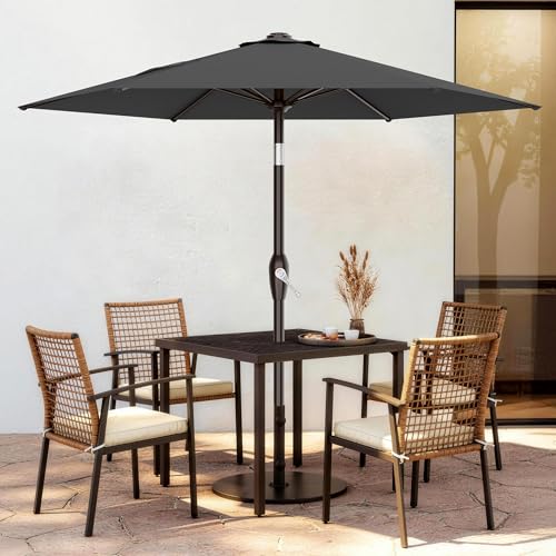 AreShark 7.5FT Patio Umbrella Table Market Umbrella with 6 Sturdy Ribs, Button Tilt/Crank, Heavy-Duty Outdoor Umbrellas for Pool, Deck, Garden and Backyard, Gray - color: Gray, size: 7.5FT