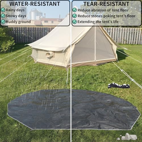 DANCHEL OUTDOOR B5PRO/B2/B2A Bell Tent Footprint, 3/4/5/6m Waterproof Round Tarp Ground Sheet for Canvas Yurt Tent Floor Protector Camping Glamping Accessories - size: 3m/9.8ft