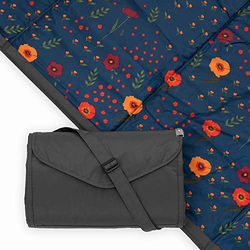 Little Unicorn 5'x7' Outdoor Family Picnic & Beach Blanket | Durable & Water-Resistant Fabric | Compact Fold & Easily Wipes Clean | Zipper Pocket (Midnight Poppy) - color: Midnight Poppy, size: 5 x 7