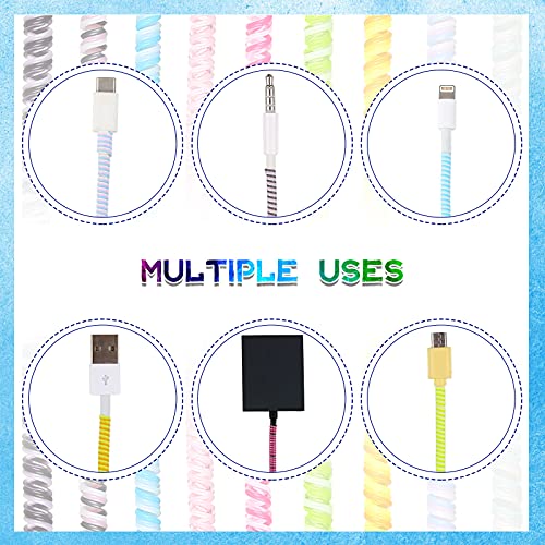 Frienda 10 Pcs Spiral Cord Protector Chargers Protector Pets No Chew Data Cable Protective Sleeve Headphone Charger Saver USB Cable Cover Wire Repair for Phone USB (Vivid Colors) - color: Vivid Colors
