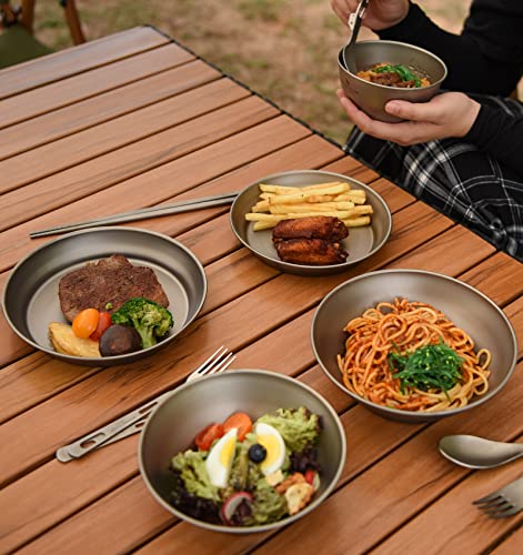Boundless Voyage Ultralight Titanium Bowl Pan Plate Dish with Carry Bag Outdoor Camping Portable Tableware Cookware ((Plate-M)-Ti15167B) - color: (Plate-M)-Ti15167B