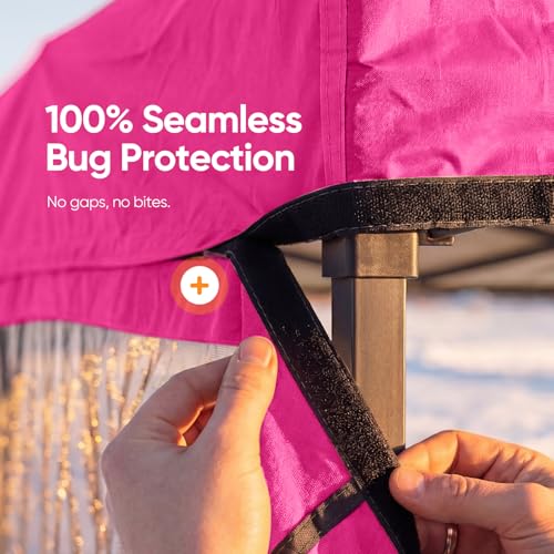 Quictent 10x10 Pop up Canopy Tent with Netting, Auto-Close Magnetic Doors, One Person Instant Setup Screen House Room Tent Screened Waterproof - color: Pink, size: 10'x10'