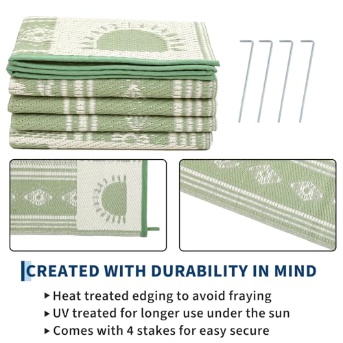 Garvee Reversible Cactus Outdoor Rug 8x10 for Patio, Waterproof Outdoor Area Rug, Modern Desert Botanical Indoor Outdoor Rugs, Plastic Straw Rug for RV, Camping, Deck, Sage Green & Beige - color: Sage Green & Beige, size: 8' x 10' (Rectangular)