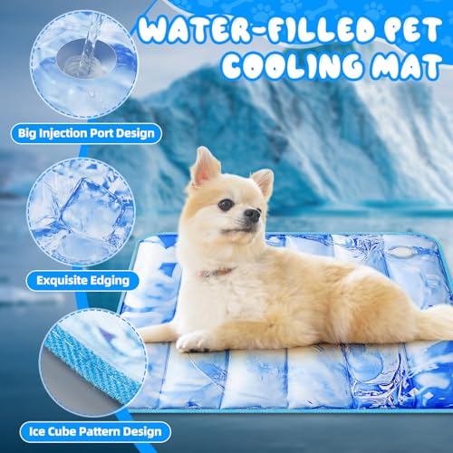 Chunful 4 Pack Dog Cooling Mat Water Injection Pet Cooling Mat for Dogs Cats with Storage Bags Washable and Foldable Pet Pad Summer for Small Medium Large Breeds of Doggy Bed Sofa Floor Car Seat(M) - size: M