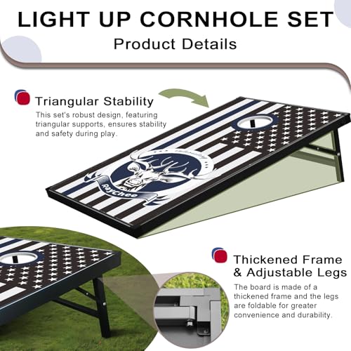 LED Cornhole Set, 3 x 2ft / 4 x2 ft Cornhole Board Game Set, Corn Hole Outdoor Game, Multi-Design with Light-Up Border, 8 Bean Bags, Carrying Case for Backyard, Beach, Lawn - color: Deer, size: 4'x2'