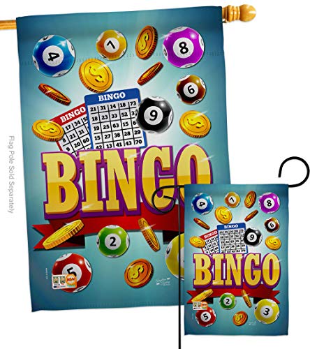Bingo Win Night Garden House Flag Set Interests Game Bunco Dice Poker Hobbies Leisure Activity Decoration Banner Small Yard Gift Double-Sided, Made in USA