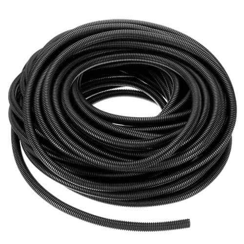 uxcell 1/2 Inch x 100 Ft Split Wire Loom Tubing, Guard Convoluted Flex, Protective Split Cable Conduit, Flexible Wire Protector Tubing, Electrical Cord Cover, Black - color: Black, size: 1/2 Inch x 100 Ft