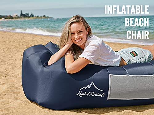 AlphaBeing Inflatable Lounger and Waterproof Wool Outdoor Blanket