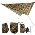Waterproof Camping Tarp, Camping Cover with Rhombus Pattern, 360x290cm Multifunction Sun Shade Canopy for Beach Hammock Tent, Includes Storage Bag and Wind Ropes (Camouflage) - color: Camouflage