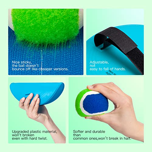 Upgraded Toss and Catch Ball Game Set, Beach Pool Toys Outdoor Games for Kids Toys, Outside Family Lawn Yard Games, for Boys Girls 3 4 5 6 7 8 9 10 11 12 Years Old - color: Light Blue Yellow, size: 4 Paddles 4 Balls