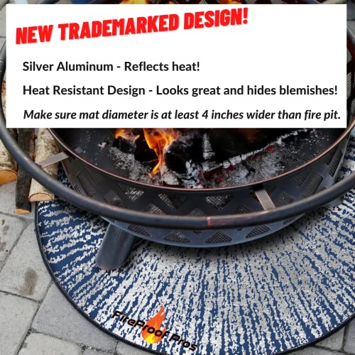 40" Blue Color Design fire mat for Under firepit. Heat Retardant Pattern that insulates Heat and Protects from Falling Embers. Heat Insulation Flame Protection - size: 40 Inch Diameter Blue Design Mat