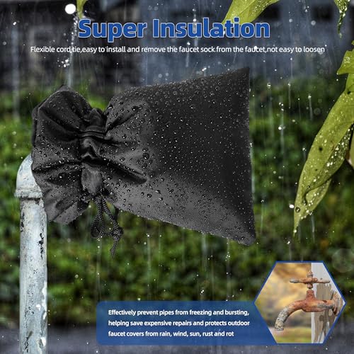 Outdoor Faucet Covers for Winter Freeze Protection 4 Pack Reusable Garden Faucet Cover Socks for Various Faucet Water Spigot Pipe Hose Bib,Waterproof Insulated Anti-Freeze Covers-Drawstring - style: Drawstring