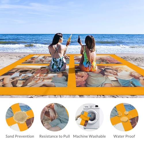 Personalized Beach Blanket Waterproof Sandproof - Custom Picnic Blanket Gift with Photo - Pictures Beach Mat with Portable Bag, 4 Corner Pockets & Stakes for Adult, Beach Festival,Family Travel - color: Color2