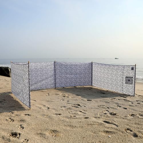 erda Sand Leopard Pro Beach Recycled Polyester Rip-Stop 20 ft Lightweight Windscreen, Privacy Screen, Wind Blocker, Free Matching Shoulder Bag
