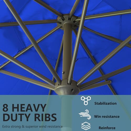9FT Outdoor Patio Umbrella Outdoor pool Umbrella with Push Button Tilt and Crank, Market Umbrella 8 Sturdy Ribs UV Protection for Garden, Deck, Backyard (Royal Blue) - color: Royal Blue