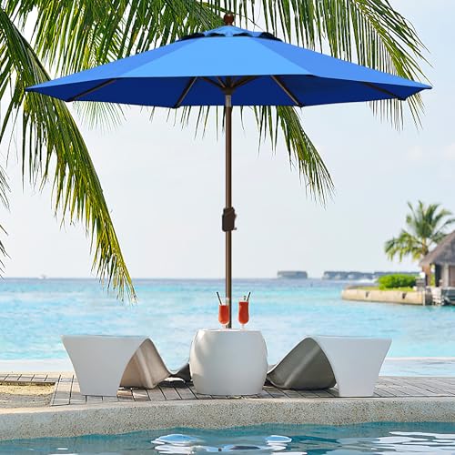 EliteShade USA 10-Year-Non-Fading 9Ft Market Patio Umbrella, UPF 50+ UV Protection Performance Sun Umbrella, Heavy Duty Commercial Grade Outdoor Table Umbrella with Crank & Tilt, Windproof Vented Top for Garden, Pool, Deck and Outdoor Playsets, Royal Blue