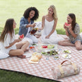 Nuanchu Checkered Picnic Blanket Extra Large Outdoor Blanket Sandproof 80"x80" Waterproof Portable Machine Washable 3 Layer Thick Gingham Picnic Mat for Beach Camping Park Grass Travel (Brown) - color: Brown