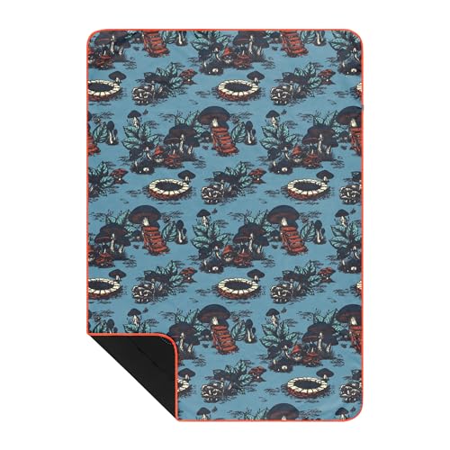 Rumpl Everywhere Mat, Waterproof Picnic Blanket and Ground Mat for Camping, Hiking, and Picnicking, 52x75 Inches, Magic Mushrooms - color: Magic Mushrooms