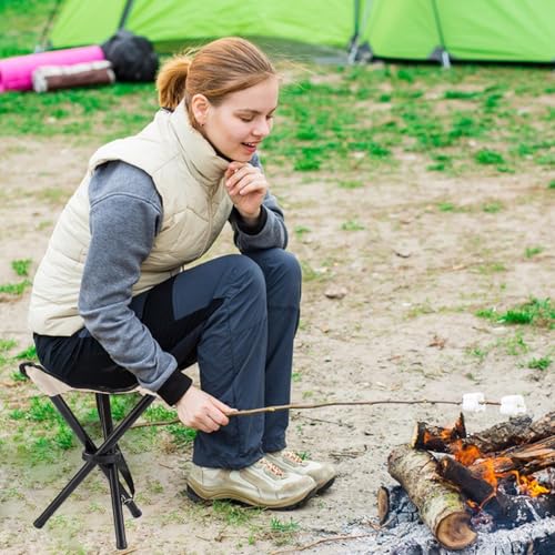 Travel Folding Camping Stool, 14.6 inches Lightweight Outdoor Tripod Chair and Maximum weight 210 lbs Portable Party Chair Fishing Chairs Seat for Camp Hiking Beach Garden and Painting (Khaki) - color: Khaki