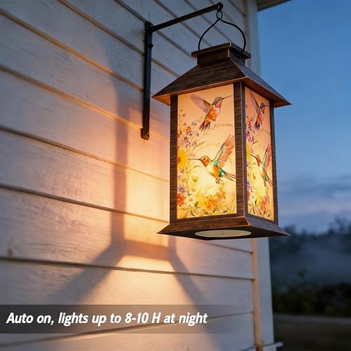 Hummingbird Solar Lanterns Outdoor Waterproof, Decorative Solar Lantern with Flickering LED Candle, 13 Inch Hanging Garden Lanterns for Patio Porch Yard Decor, Gifts for Women Mom Grandma, 1 Pack - size: Hummingbird 1 Pack