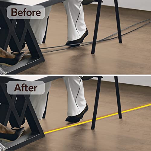 Rubber Bond Cord Cover Floor Cable Protector - Strong Self Adhesive Floor Cord Covers for Wires - Low Profile Extension Cord Covers for Floor & Wall - color: Brown Stripped - Two Thick Cords, size: 4 Feet