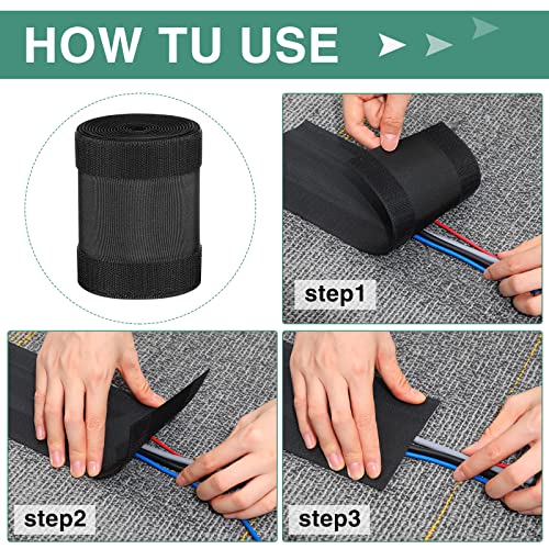 WILLBOND Carpet Cord Cover Cable Protector Floor Cover Cable Protector Management Only for Commercial Office Carpet(98.43 ft,Black) - color: Black, size: 98.43 ft