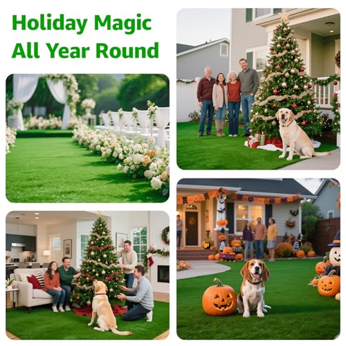 Artificial Turf Grass Outdoor - Synthetic Fake Grass Indoor Turf Rug with Drainage Holes for Patio, Balcony, Backyard, Landscape Decoration - Pet Friendly Dog Grass Mat (5Ft x 10Ft) - size: 5FT x 10FT