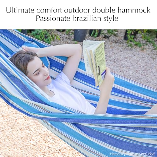 PNAEUT Double Hammocks for Outside, Replacement Outdoor Tree Hammock for Indoor Patio Porch Garden (Lightblue, Medium) - color: Lightblue, size: Medium