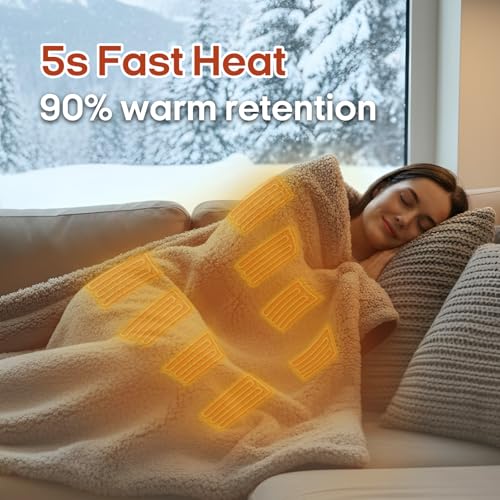 ZonLi Heated Blanket, Electric Portable Cordless Heated Wearable Blankets Battery Operated Heated Throw Blanket, Rechargeable Power Bank for Home, Office, Living Room, Camping, Travel - color: Grey-1