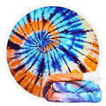 Benefeet Sox Beach Towel Large Round Mandala Pool Towels Tassels Microfiber Quick Dry Beach Blanket Throw Bohemian Roundie Swim Pool Circle Towel, 59 Inches - color: Tie Dye, Blue Orange