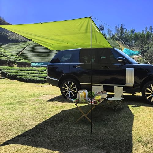 Awning Tarp for Camping,Tailgate Awnings & Shelters for Sun Shade and Waterproof, Outdoor Rear&Side Vehicle Awning Shelter for Van, MPV, Campers(10 * 6.56ft,Green) - color: GREEN