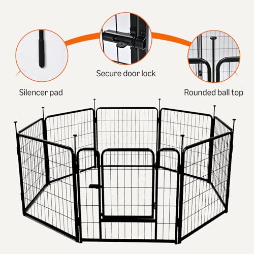 Amazon Basics Dog Playpen, 8 Panels Metal Fence with Door, Foldable for Indoor and Outdoor Use, Suitable for Small to Medium Sized Dogs, 24 Inch Height, Black - style: 8pcs-24"
