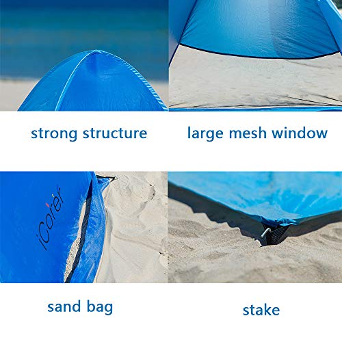 Automatic Pop Up Instant Portable Outdoors Quick Cabana Beach Tent Sun Shelter - color: Blue