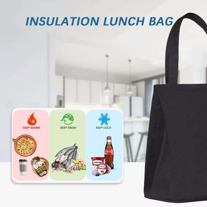 iknoe Lunch Bag Insulated Lunch Bags for Women & Men, 9L Reusable Lunch Tote, Portable Adult Thermal Large Lunch Cooler for Work Picnic (PureBlack) - color: PureBlack, size: Velcro Closure