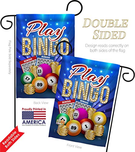 Play Bingo Garden Flag Set Wood Dowel Interests Game Bunco Night Dice Poker Hobbies Leisure Activity Small Decorative Gift Yard House Banner Double-Sided Made in USA 13 X 18.5 - size: Garden Flag Set 13"x 18.5" w/ Wood Dowel
