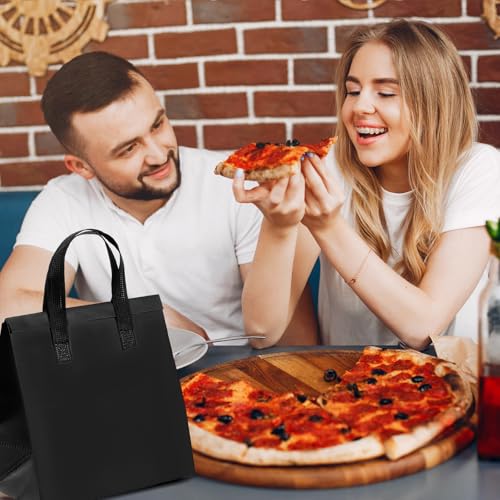 50 Pcs Insulated Take Away Bags,Thermal Insulation Food Bag for Coffee, Milky Tea,Take-away Dinner, Fresh Seafood, Cold or Warm Food drive for Restaurant, Retail Store or Picnic/BBQ (Black)