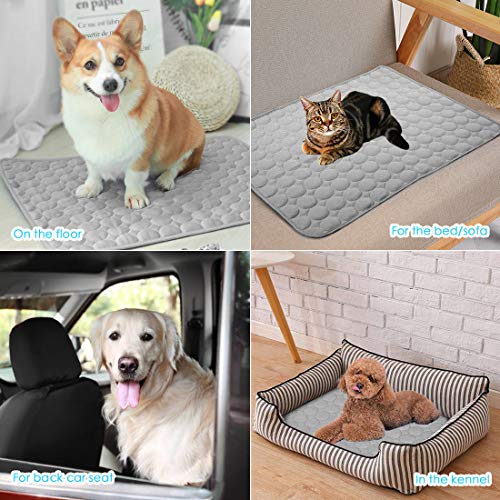 SOMOYA Dog Cooling Mat (Q-Max>0.4) Pet Cooling Pads Blanket Sleeping Kennel Mat,Ice Silk Cool Mat Pad Breathable Dog Bed Mats Beach for Large Dogs Cats (Grey, 27x39 in) - color: Grey, size: 27x39 in