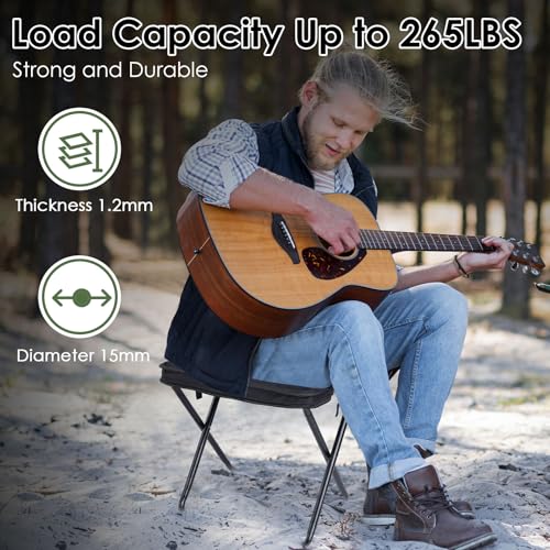 MOONCY Portable Stool, 13 Inch Small Folding Stool for Adults, Ultralight Black Camping Stools for Hiking and Fishing, Hold Up to 265 LBS - color: Black