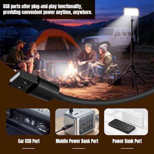 LED Tripod Camping Light, USB Powered Telescopic Work Light with Adjustable Height, Dimmable & Color Temperature, Portable Outdoor Light for Camping, Emergency, Garage - color: Camping Light