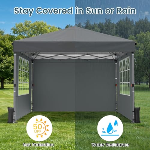 Raynesys Sidewall for 10x10 Canopy Tent, Waterproof Silver-Coated Fabric, UPF 50+ UV Protection, 3 Pack Canopy Wall 114''x72'', No Frame or Top Cover, Gray - color: Gray