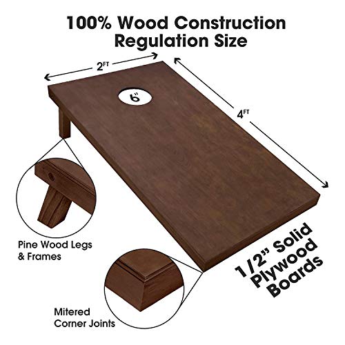 GoSports 4 ft x 2 ft Regulation Size Wooden Cornhole Boards Set with Dark Brown Finish - Includes Carrying Case - color: No Bean Bags, size: 4 ft x 2 ft