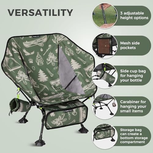 ATEPA UFO3.0 Ultralight Backpacking Chair, 330 lbs Heavy-Duty Aerospace Aluminum Folding Camp Chair with Hexagon Ergonomic Seat Anti-Sink Feet, Compact Portable Outdoor Gear for Hiking, Forestcamp - color: Forest Camp Pro- 1 Pack