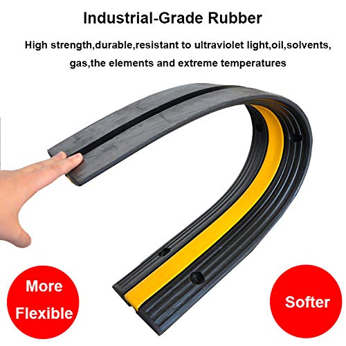 Reliancer 4 Pack 1-Channel Rubber Cable Protector Ramp Traffic Speed Bump 18000lbs Capacity Heavy Duty Cable Protective Cover Ramp Driveway Hose Cord Track Protector Wires Concealer for Garage Parking - size: 4 Pack 1-Channel