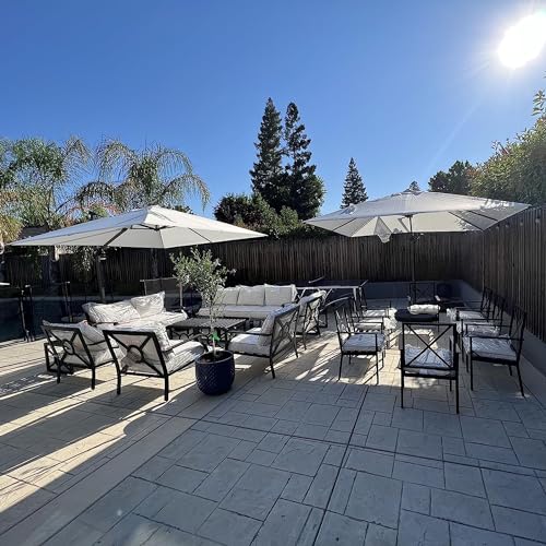 PURPLE LEAF 9' X 11.5' Patio Umbrella Outdoor Cantilever Rectangle Umbrella Aluminum Offset Umbrella with 360-degree Rotation for Garden Deck Pool Patio, White - color: White, size: 9' X 11.5', style: Standard